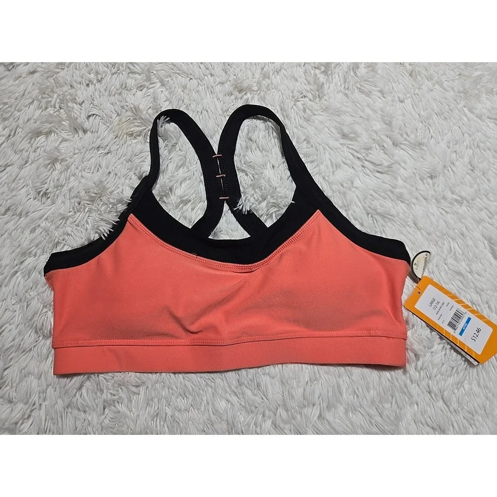 Avia Sports Bra‎ L (12-14) Padded Pullover Moisture Wick Coral NEW NWT